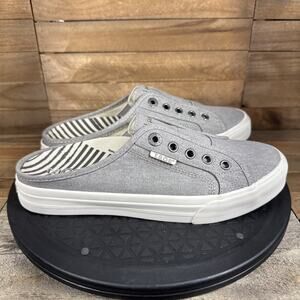 Taos EZ Soul Grey Canvas Casual Sneakers Womens Size US 8.5 Slip On Mule Shoes